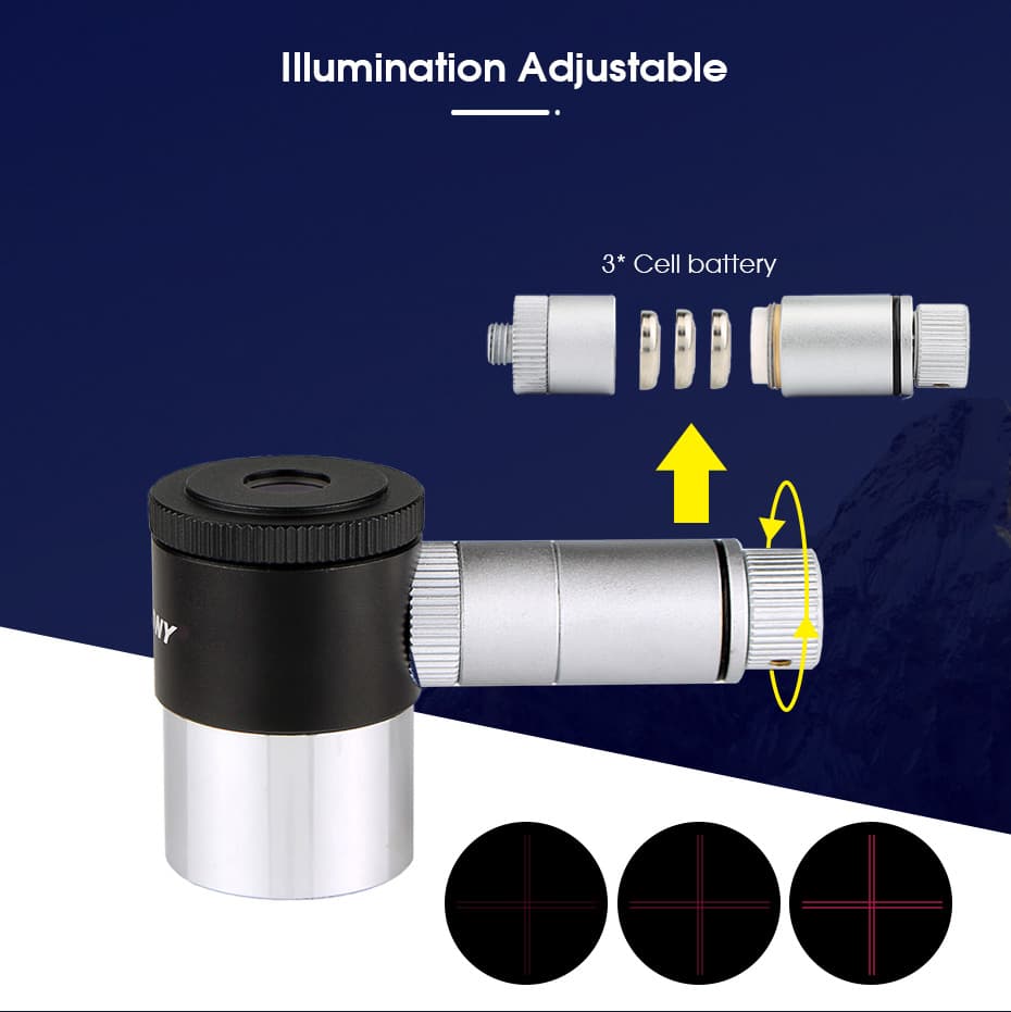 12.5mm 1.25" Illuminated Reticle Plossl Telescope Eyepiece 12.5mm 1.25" Illuminated Reticle Plossl Telescope Eyepiece