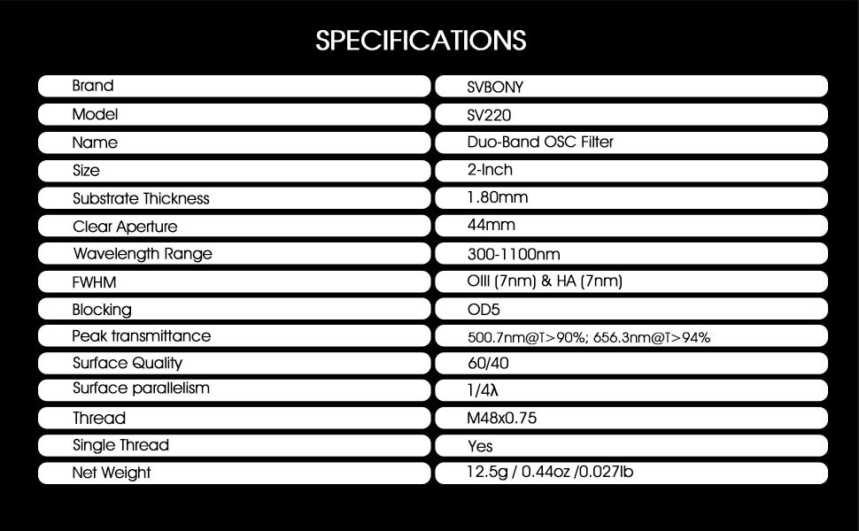 SV220 Dual-Band 7nm Nebula Filter SV220 Dual-Band 7nm Nebula Filter